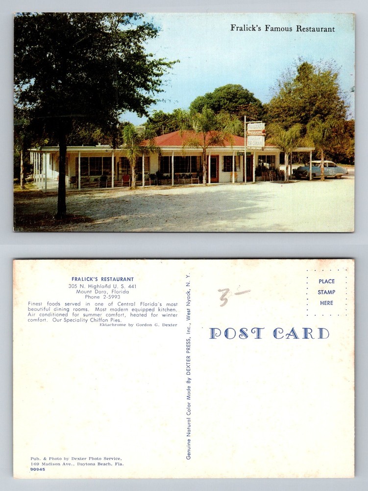 Mount Dora, FL-Florida Fralick’s Famous Restaurant Highland Ave Vintage Postcard