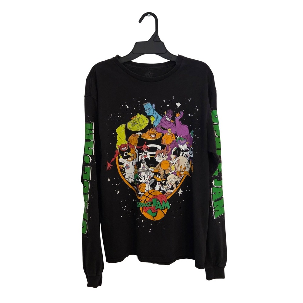 Space Jam Tune Squad Long Sleeve Black T Shirt Warner Bros Cartoon Medium