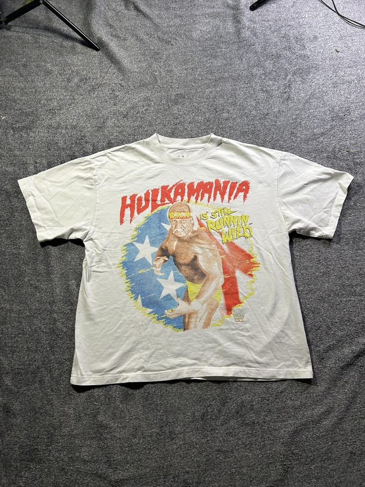 Hulk Hogan Hulkamania Shirt Mens White Graphic WWF What'cha Gonna Do 90s