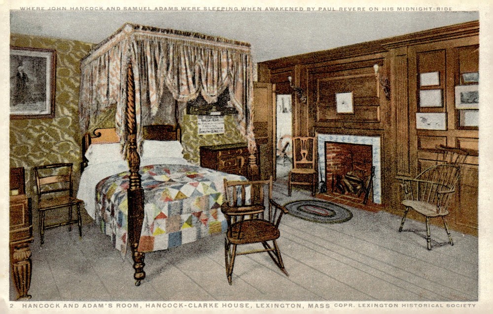 C1910 Hancock-Clarke House Lexington MA Hancock & Adams Room Phostint Postcard