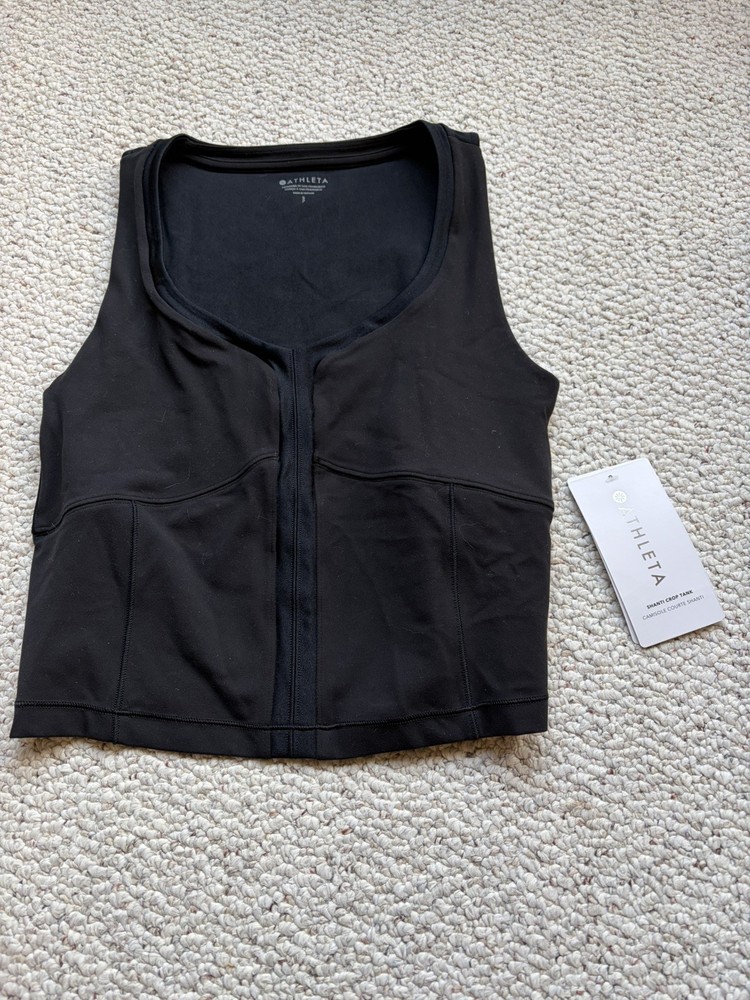 Athleta Shanti Crop Top NWT  Black  Breathable Stretch Quick Drying size Small