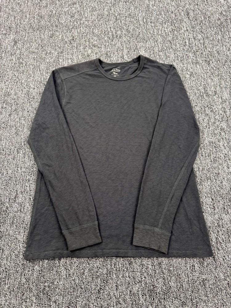 J Crew Shirt Men Medium Knit Goods Charcoal Gray Long Sleeve Slim Fit Crewneck