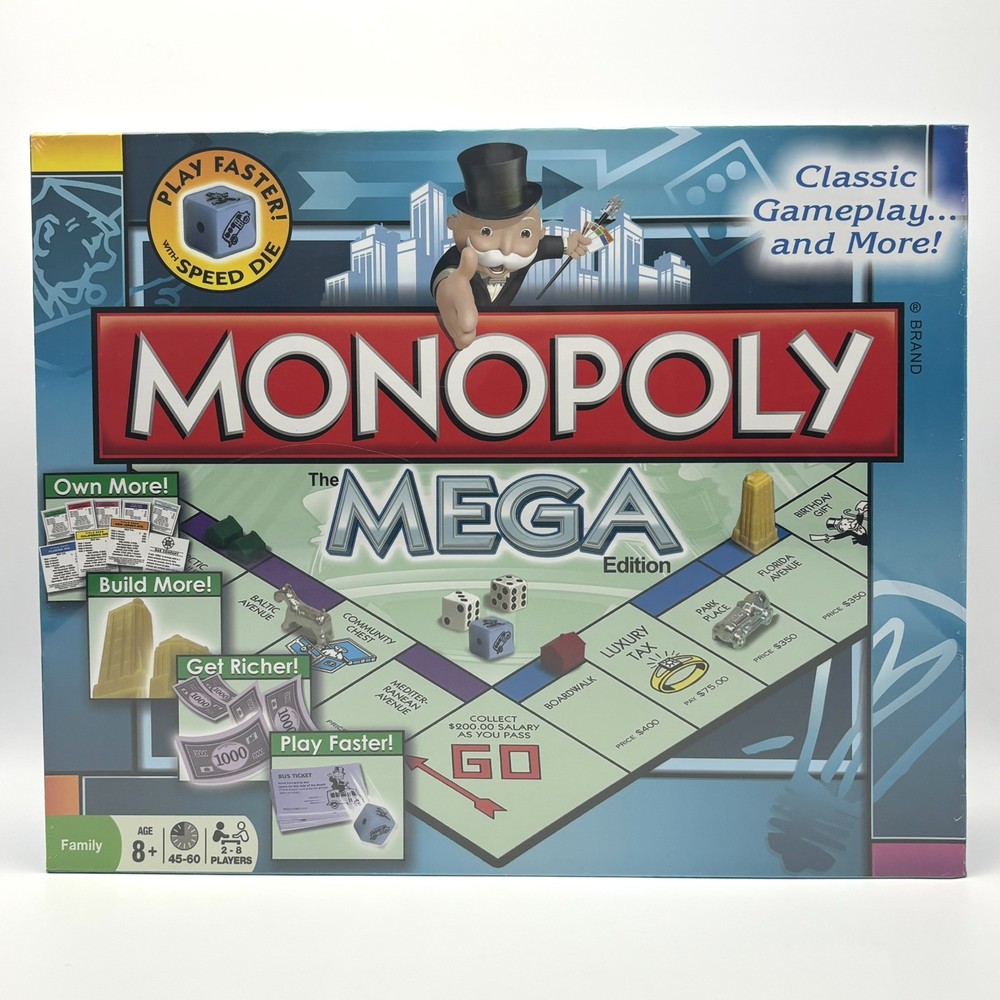 Sealed Monopoly Mega Edition Board Game Complete Huge Board Family Game NEW