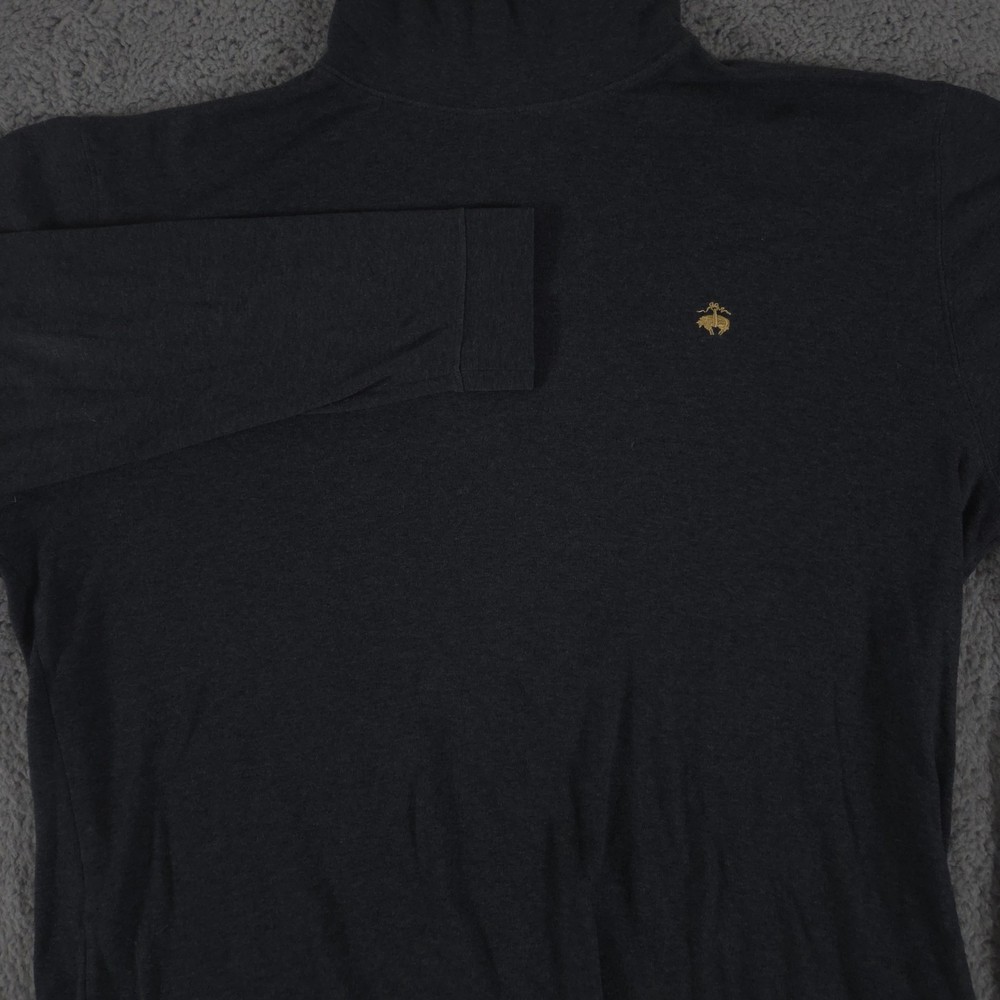 Brooks Brothers Shirt Mens XL Gray Mock Neck 346 Long Sleeve Cotton Preppy Logo