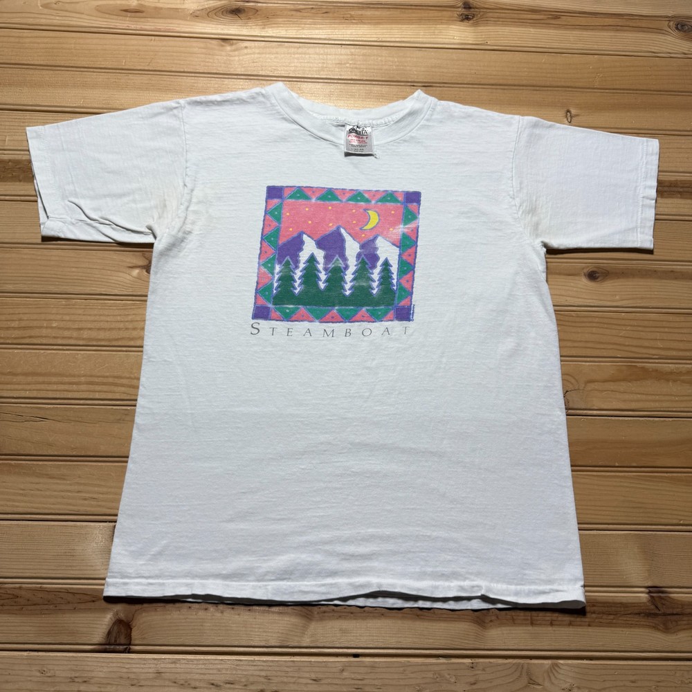 Vintage 90s Steamboat Springs Colorado Mountain Nature Souvenir Shirt USA Large