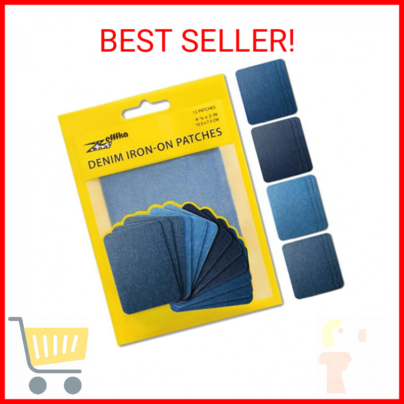 ZEFFFKA Denim Iron-on Patches Repair Kit - 12pcs, 3
