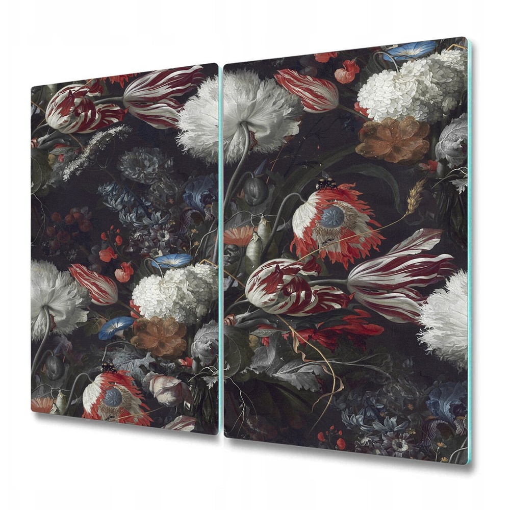Tempered Glass Induction Ceramic Hob Cover Dark Bouquet Painting Art 2x30x52