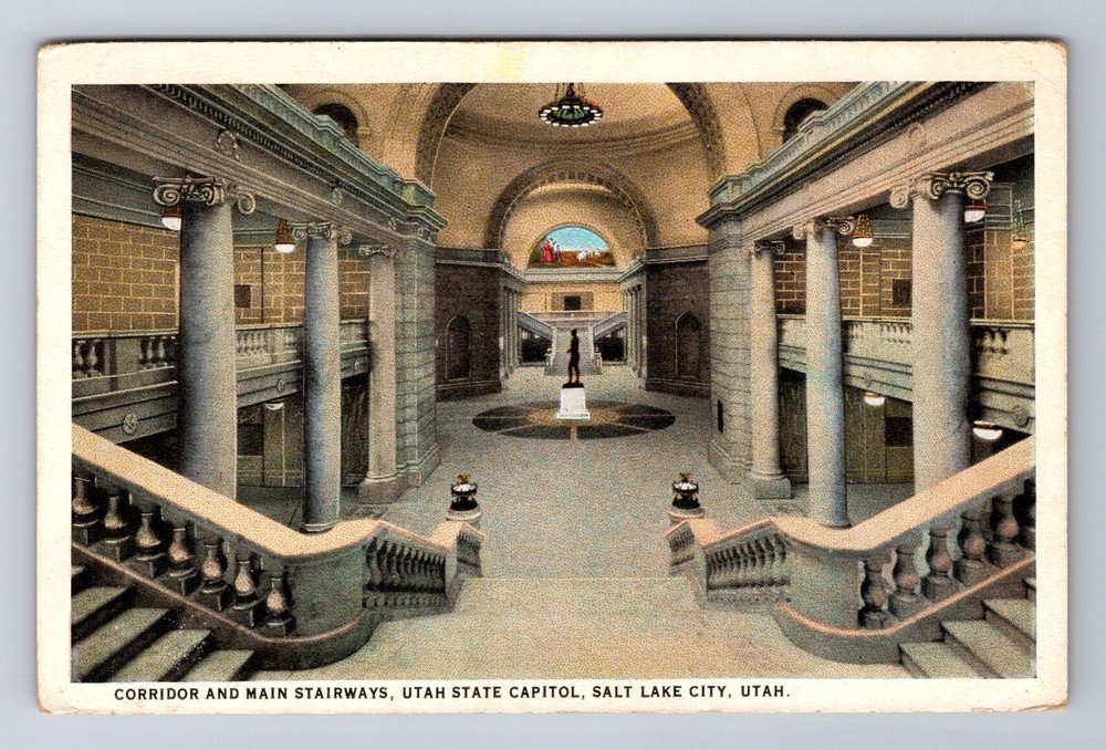 Salt Lake City UT-Utah, Interior Utah State Capitol, Antique Vintage Postcard