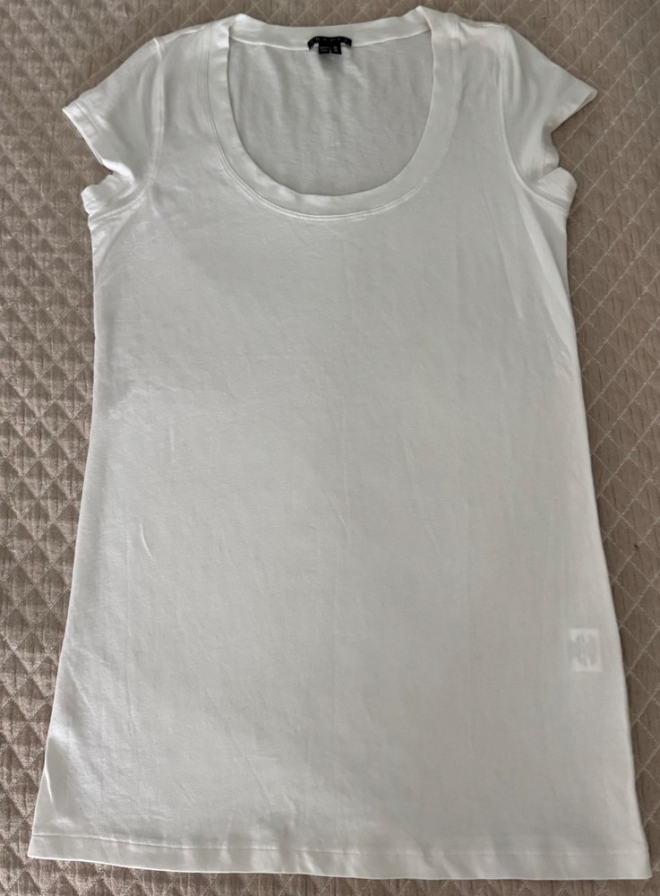 Theory Scoop Neck Cotton Blend Stretch Women's Short Sleeve White T-Shirt Size M