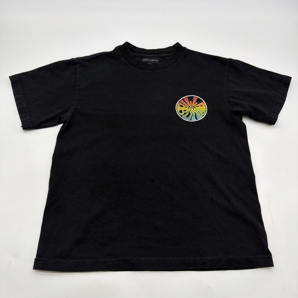 Billabong Carcon Petit T-shirt Boys S Black Graphic Print Logo 100% Cotton.45679