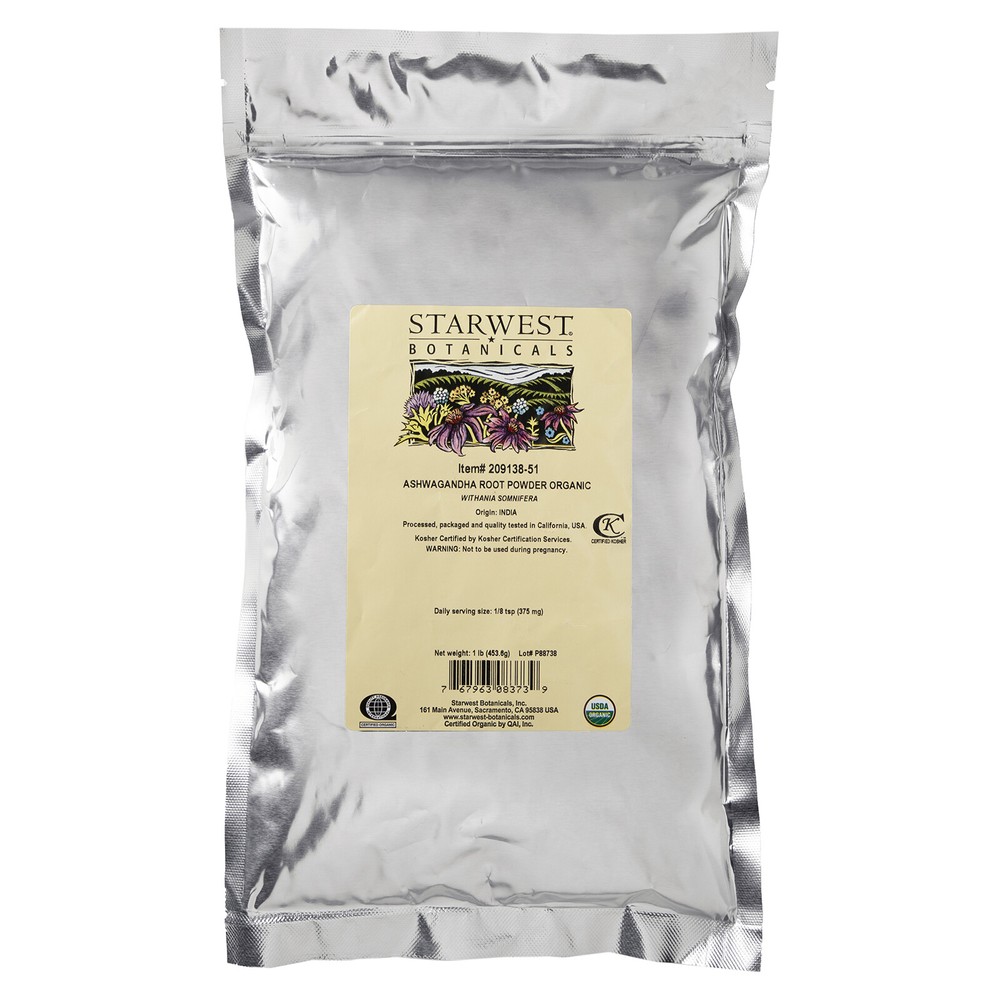Starwest Botanicals Organic Ashwagandha Root Powder- 1 lbs (453.6 g)