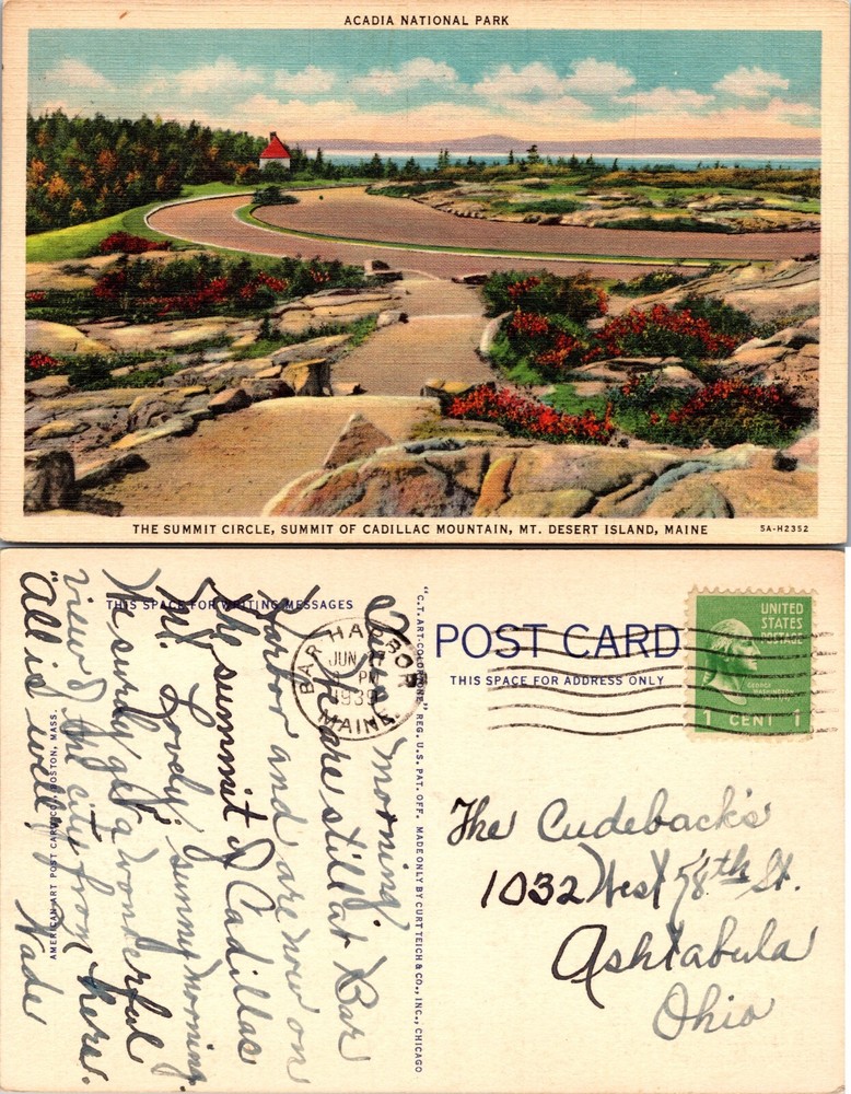 Cadillac Mountain Summit Circle Acadia National Park Maine Postcard-image