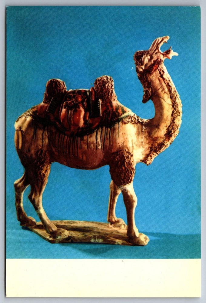 Vintage Tang Dynasty Three-Colour Glazed Camel Postcard China Art