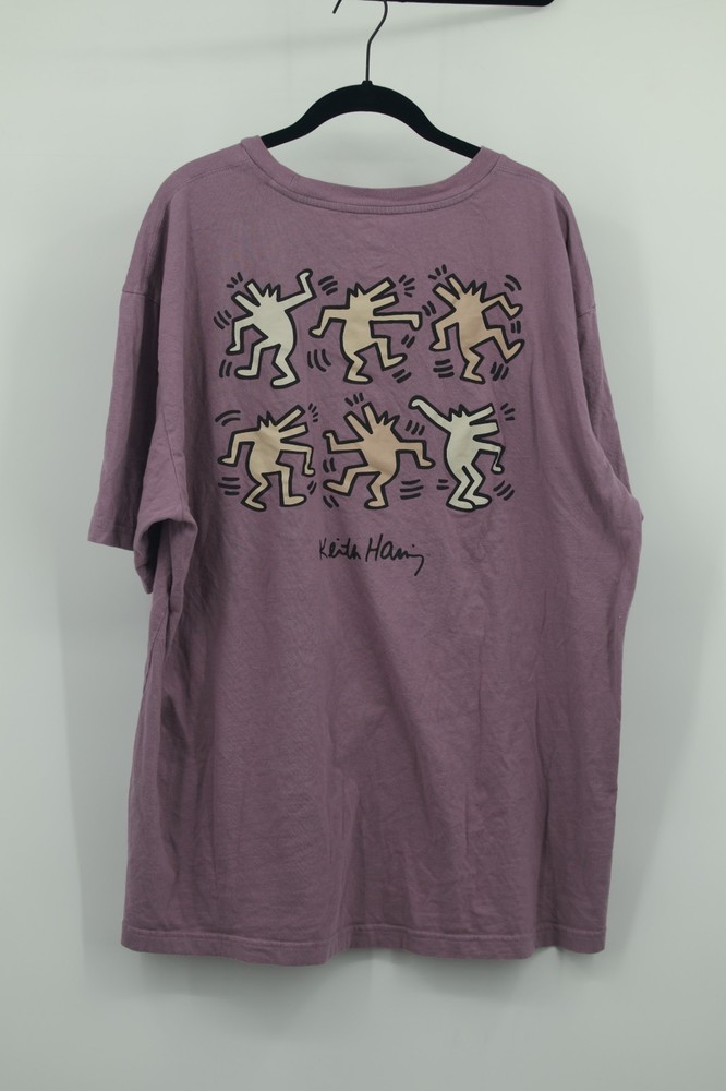 GAP X Keith Haring Dancing Figures Art T-Shirt Men's Purple Cotton Size XL Tall