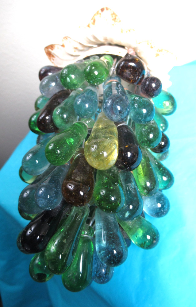 Rare Vintage Art Noveau Czech Glass Grape Cluster Fruit Lamp Shade.