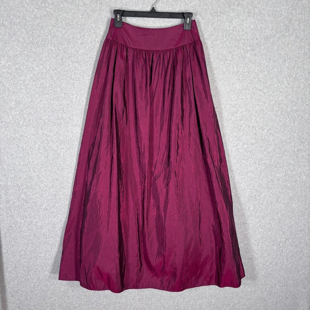 Taffeta Maxi Skirt Size 2 Magenta Tulle Lining Pleated Iridescent Dance Ballet