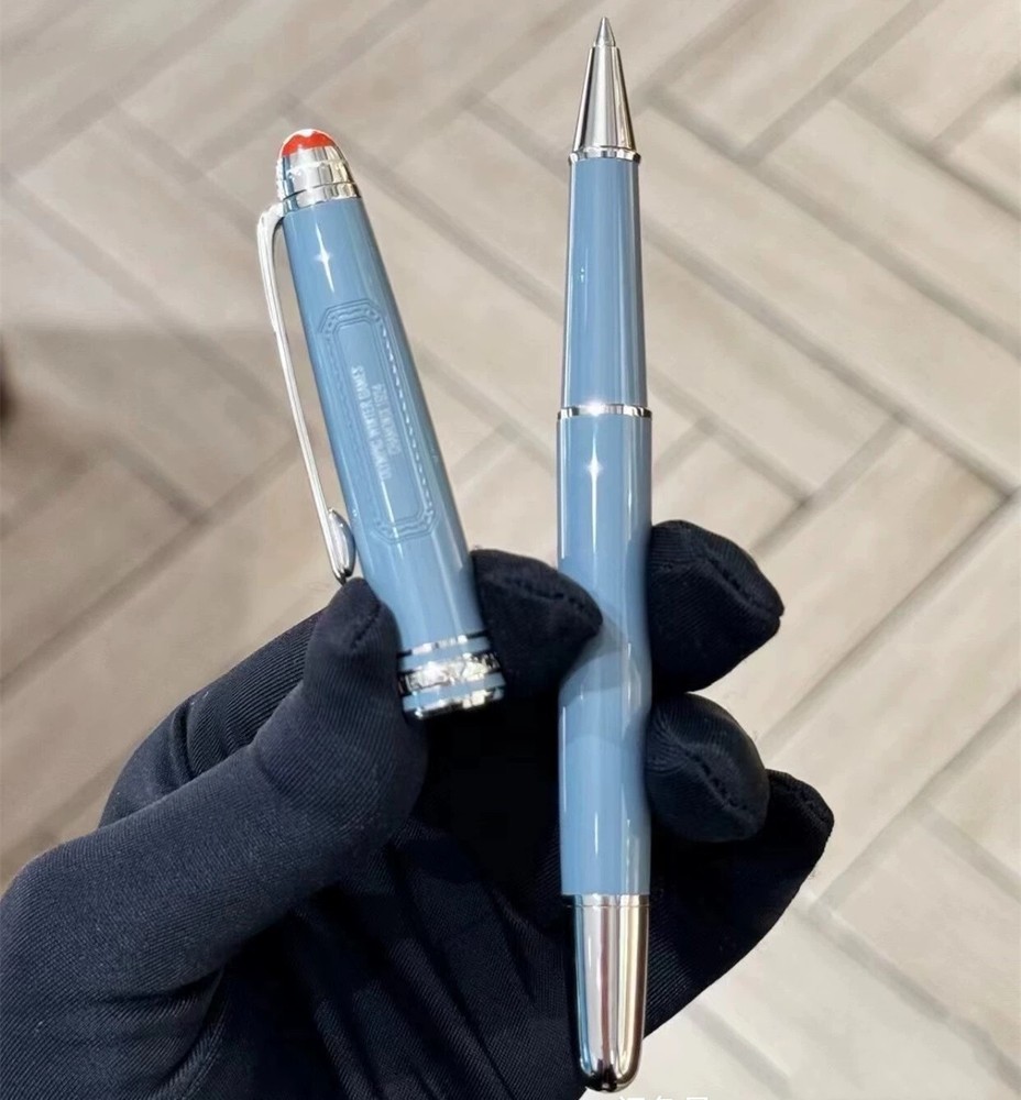 Deluxe Olympic Chamonix Resin Series Blue+Silver Color 0.7mm Rollerball Pen