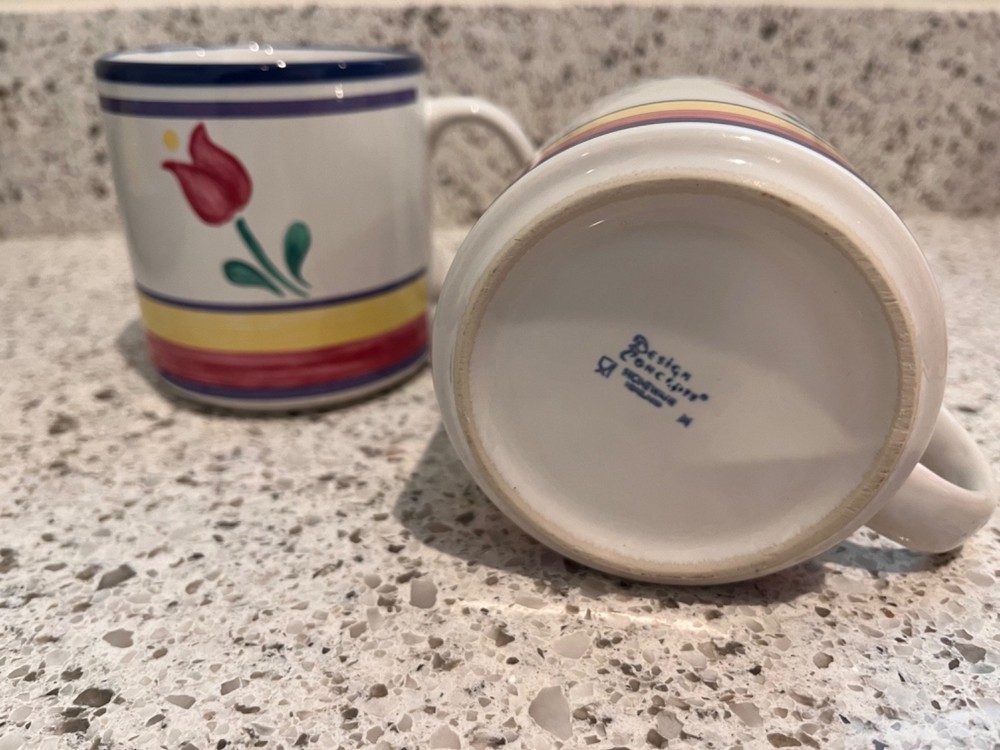 set of 2 vintage coffee mugs Design Concepts Red Tulip Nacy’s Mug