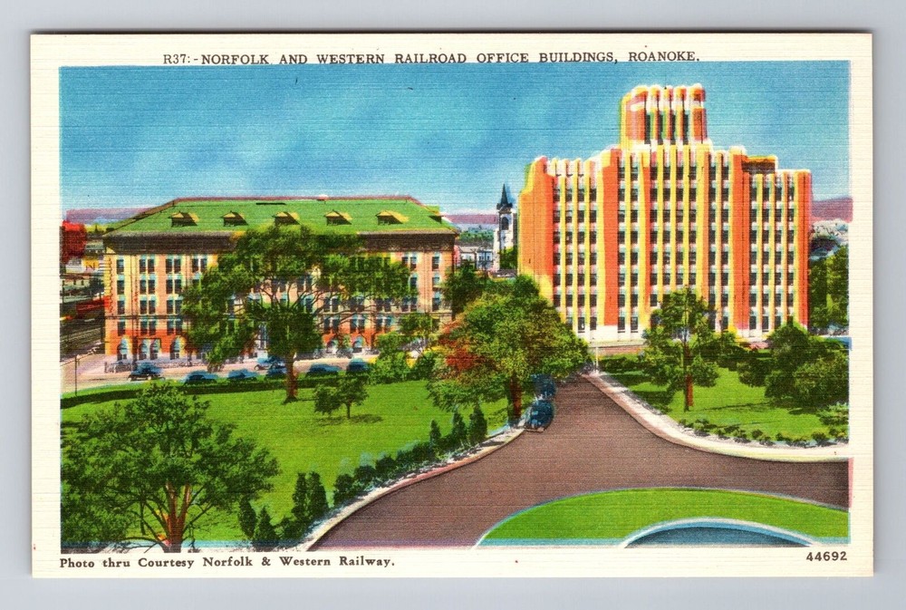 Roanoke VA-Virginia, Norfolk Western Railroad Office Buildings Vintage Postcard