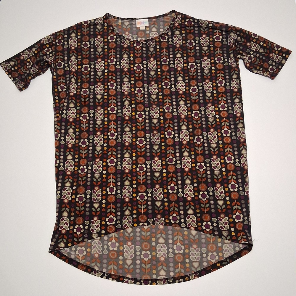 LuLaRoe Irma Tunic Top XXS Womens 22” Pit to Pit Floral Geometric High Low Soft