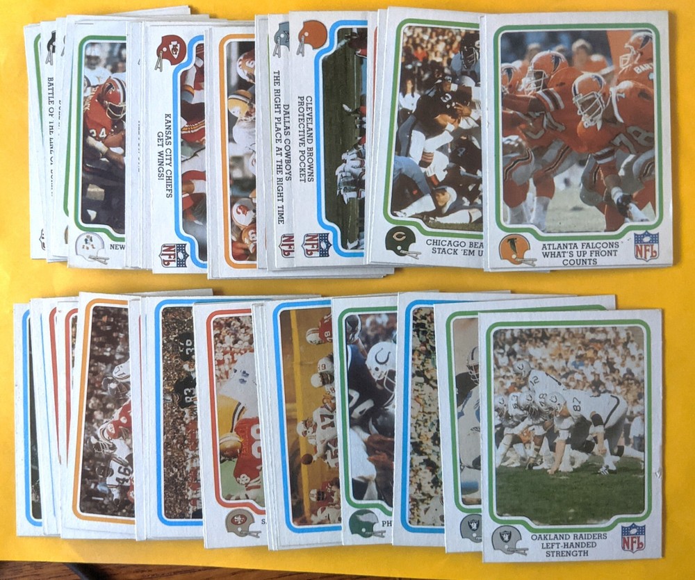 1979-84 Fleer Football Action Cards lot of about 190 in total NM-M.