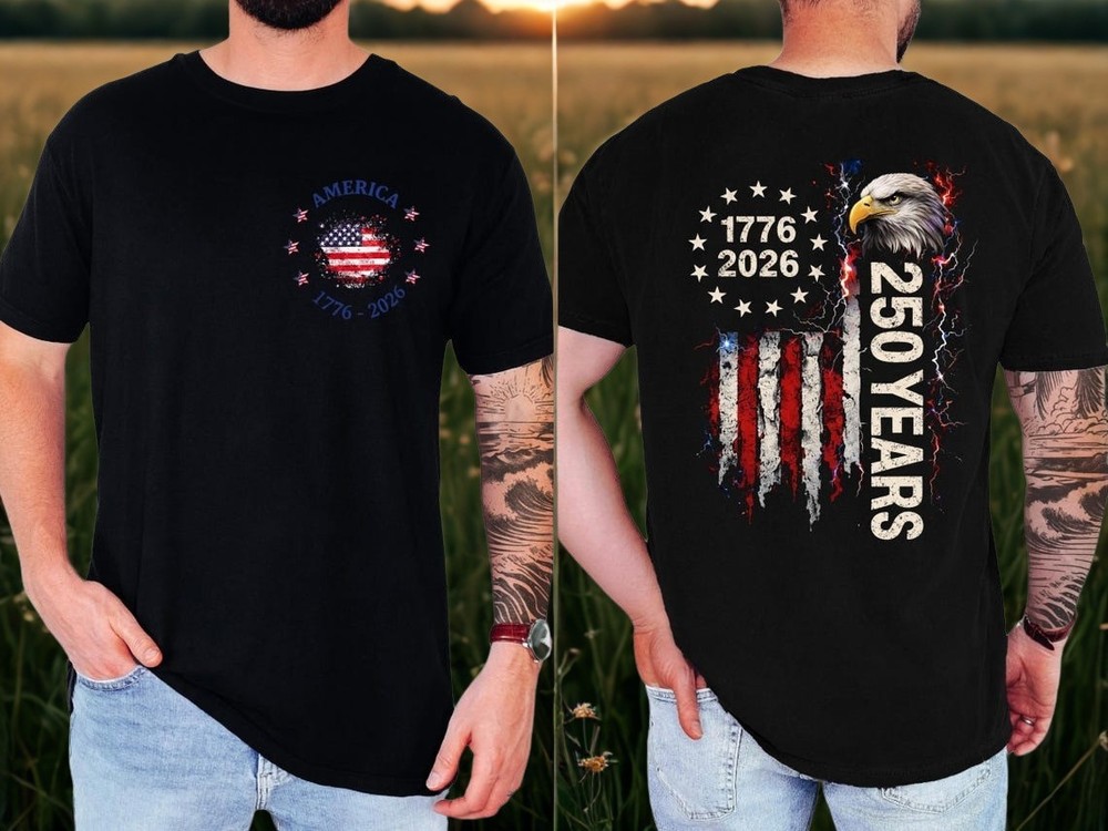 USA 250 Years Semiquincentennial Patriotic Eagle T-Shirt (1776-2026)