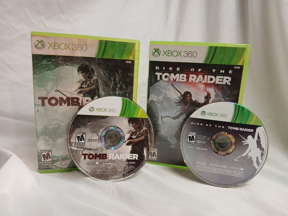 Rise of the Tomb Raider AND Tomb Raider (Microsoft Xbox 360, 2015) 2 GAME LOT