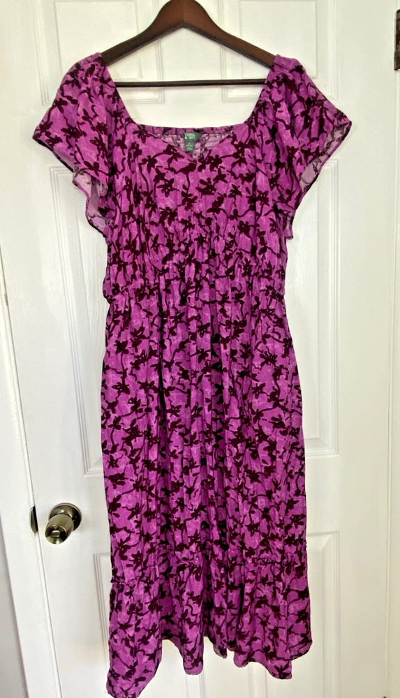Terra & Sky Women's Plus Size Elastic Waist Size 1X Dress Summer Casual