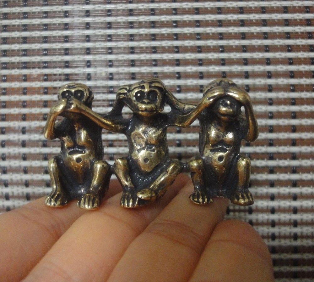 Vintage Decor Solid Brass Three Poses Monkeys Figurine Statue Knick Knacks