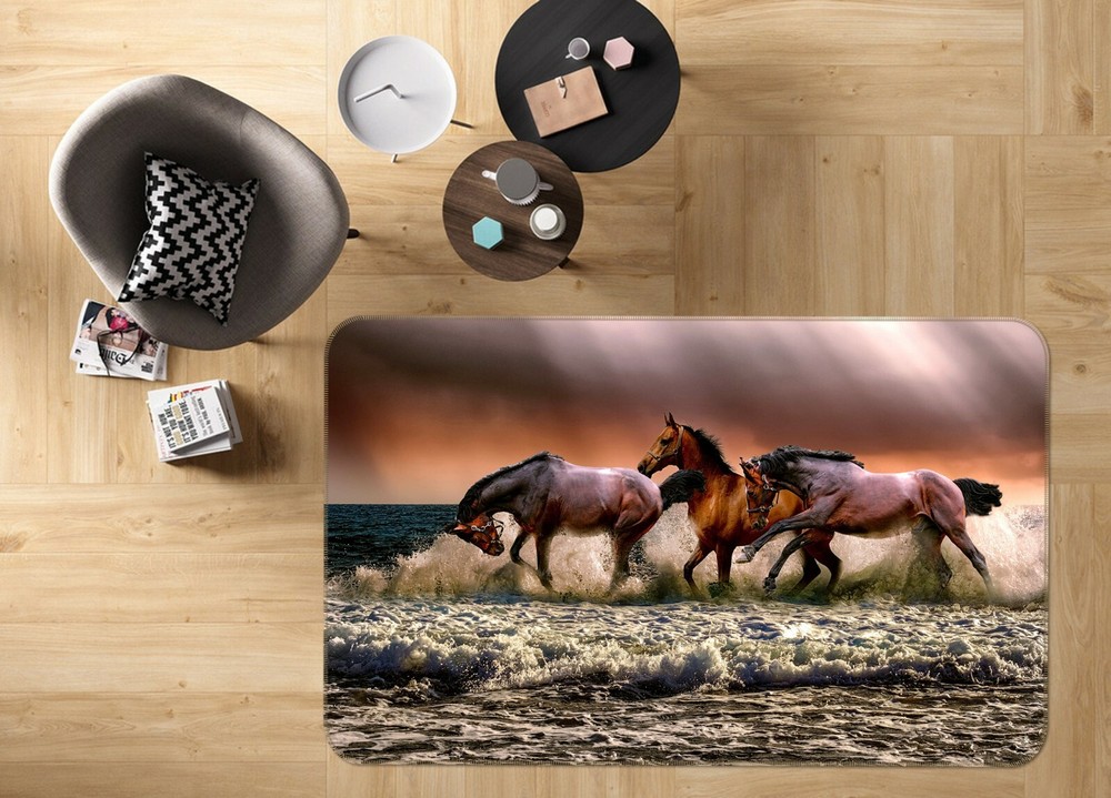 3D Galloping Horse O708 Animal Non Slip Rug Mat Elegant Photo Carpet Fay