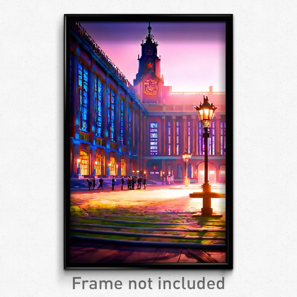 Pixel Art Poster - Elaborate University (8 Bit Psychedelic Video Game Print)