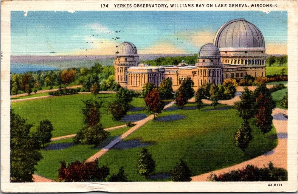 Yerkes Observatory Williams Bay Lake Geneva WI Linen Postcard 1935 Posted