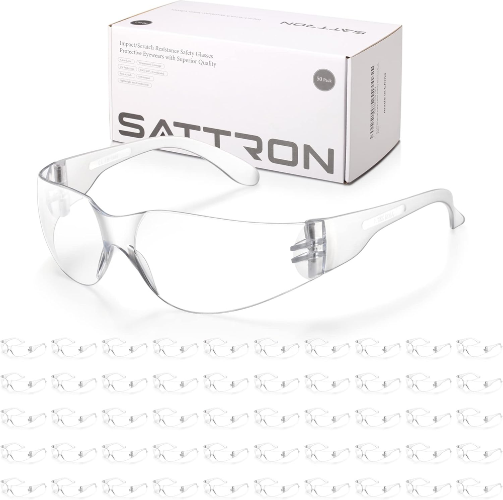 Clear Safety Glasses Bulk of 50, ANSI Z87.1 Eye Protection for Women Men, Scratc