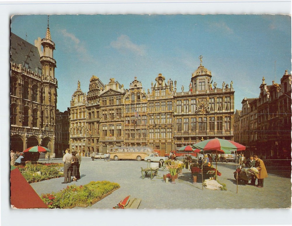 Postcard Old market place The Guild Houses Brussels Belgium