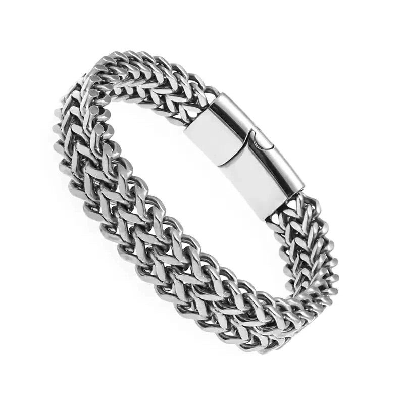 Meshed Woven Stainless Steel Bracelet Curb Chain Cuban Link Wristband Men Women
