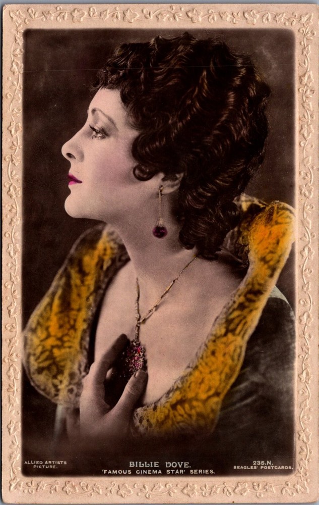Billie Dove Silent Film Star Real Photo Postcard Beagles Cinema Series
