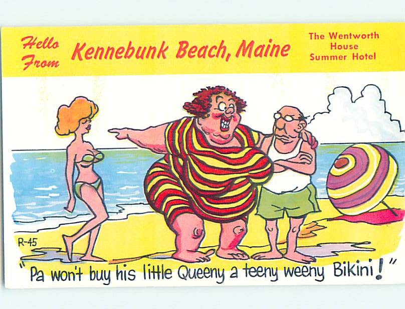 Pre-1980 Risque BIKINI GIRL Kennebunk Beach Maine ME : make an offer HM4626