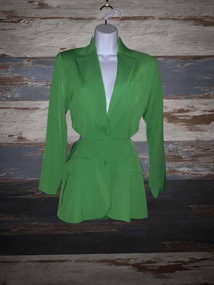 Future Collective Alani Noelle Women’s Green Open Back Blazer Size XXS NWOT