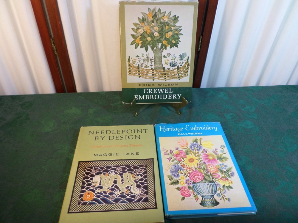 3-1962/1970 Vintage Hardcover Books w/Dust Jackets-Embroidery & Needlepoint
