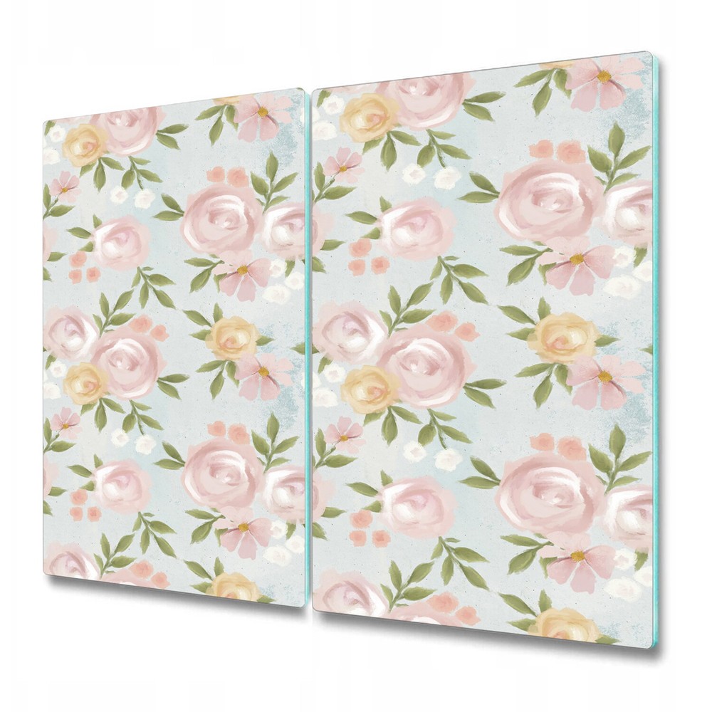 Tempered Glass Worktop Saver Shabby Rose Vintage Watercolour Floral 2x30x52