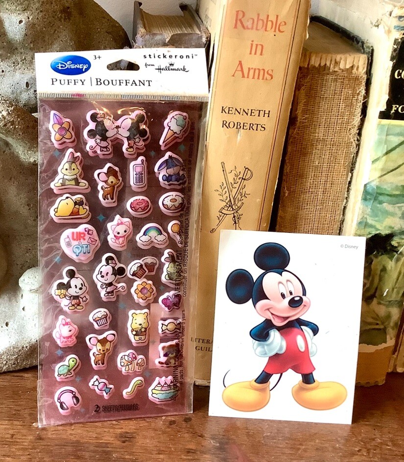 Vintage Sandylion Mickey Mouse Tattoo & Disney Animal Babies Puffy Stickers NOS