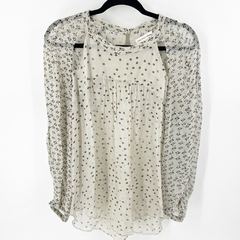 ✅ Isabel Marant Etoile Silk Floral Blouse Size Small Sheer