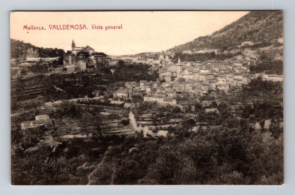 Spain- Mallorca Valldemosa Aerial City View Postal Old Card PC Vintage Postcard