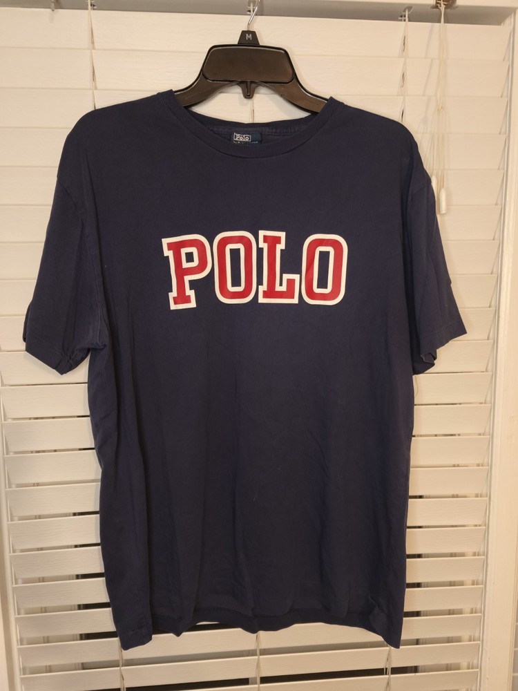 Vintage 90s Polo Sport Ralph Lauren t-shirt mens Medium Red spellout cotton