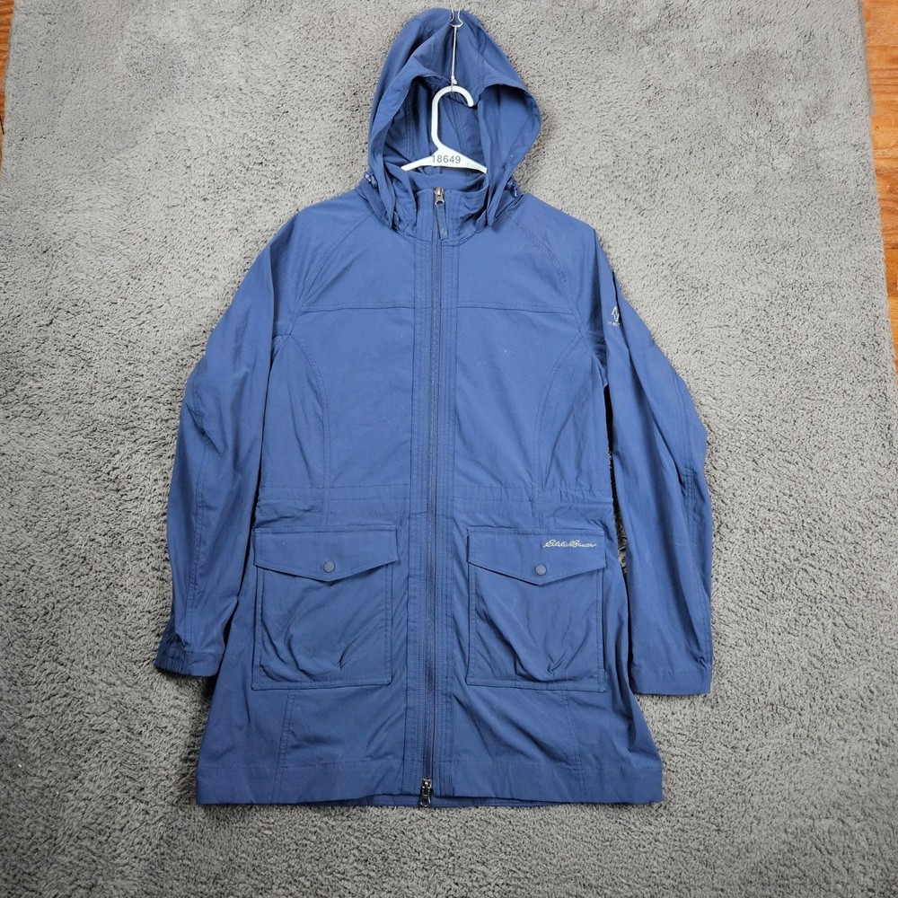 Eddie Bauer Travex Womens Lightweight Hooded Anorak Jacket Blue Size Medium