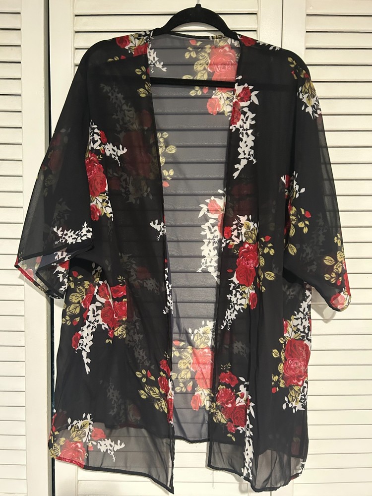 Kimono Cardigan Women Floral Open Front Lightweight Summer Sheer Wrap Coverup