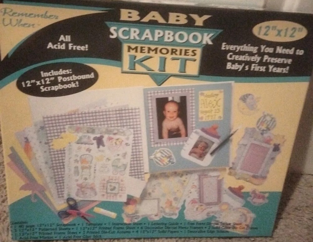 Baby Scrapbook Memories Kit Remember When Acid Free 12” x 12” Postbound Book-image