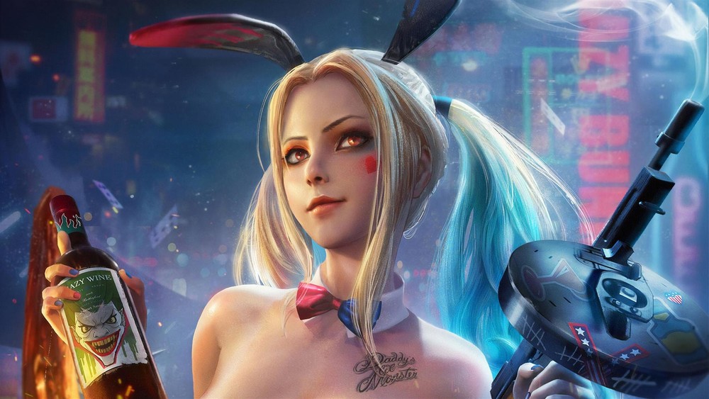 Harley Quinn Bunny Metal Art Print Comics Poster 8in x 12in Lot Up