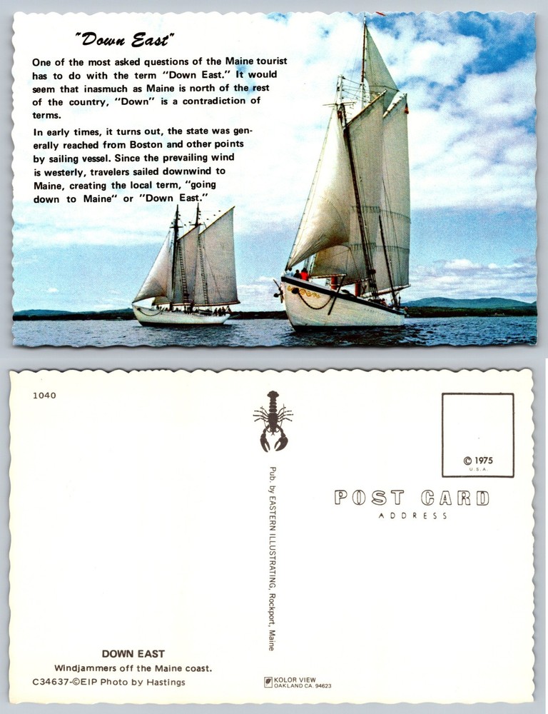 Down East Windjammers Maine Coast Postcard