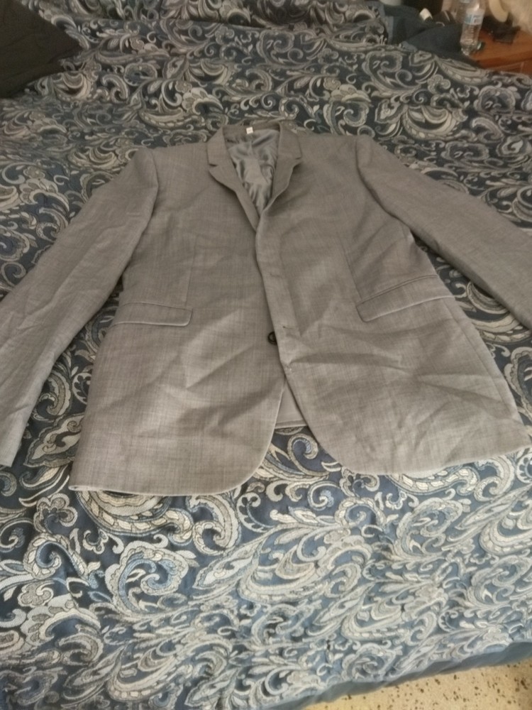 Express Blazer Mens Gray 44 Regular Long Slim Career Business Sports Coat Suit